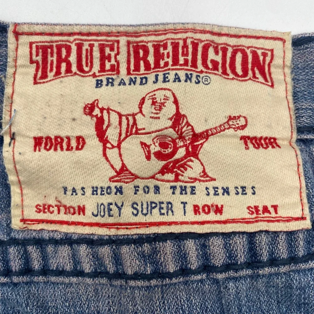 True Religion Joey Super T Jeans Mens 38x32 Blue Baggy Relaxed Made USA Vintage
